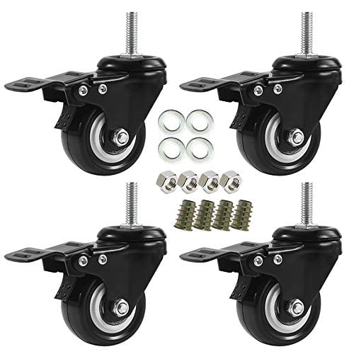 Size : 2in Casters 4pcs Furniture 2In Spring-Loaded M10,Polyurethane Wheel,360 Degree Swivel with Brakes,Office Chair Shelf 800Lb Size : 2in Casters 4pcs Furniture 2In Spring-Loaded M10,Polyurethane Wheel,360 Degree Swivel with Brakes,Office Chair Shelf 800Lb